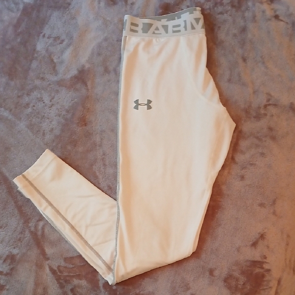 Under Armour White and Gray Compression Bottoms - Picture 1 of 5